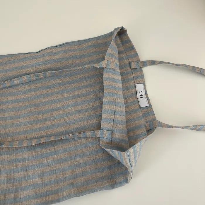 Linen sky-blue striped mini bag