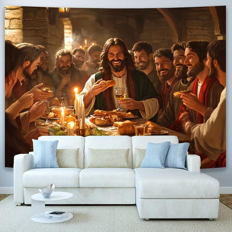 2D Printing Jesus Last Supper Tapestry, Christian Faith Canvas Print