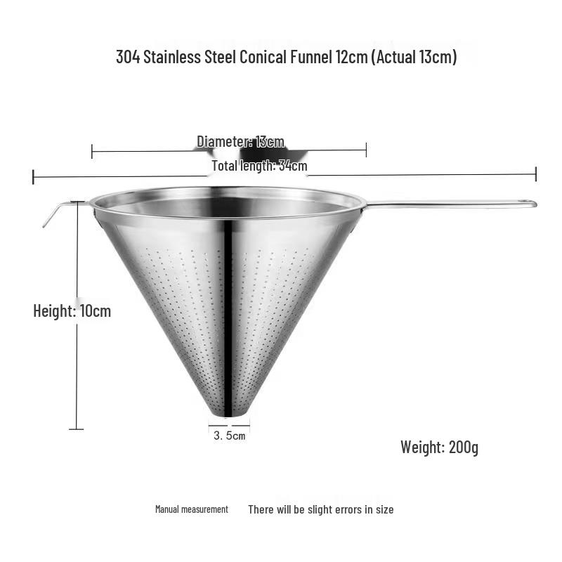 

304 Stainless Steel Funnel Sieve for Food, Tea, Oil Filtering and Frying
