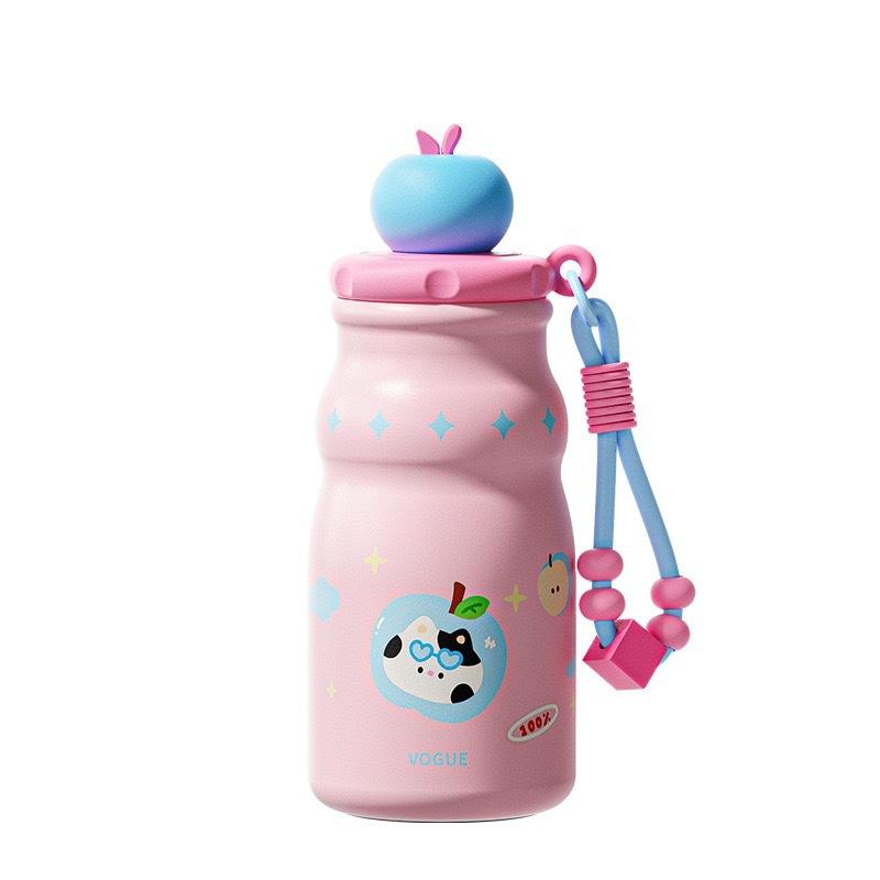 Water bottle new cartoon cute milk bottle thermos cup 101 liner with lifting rope portable girls water cup