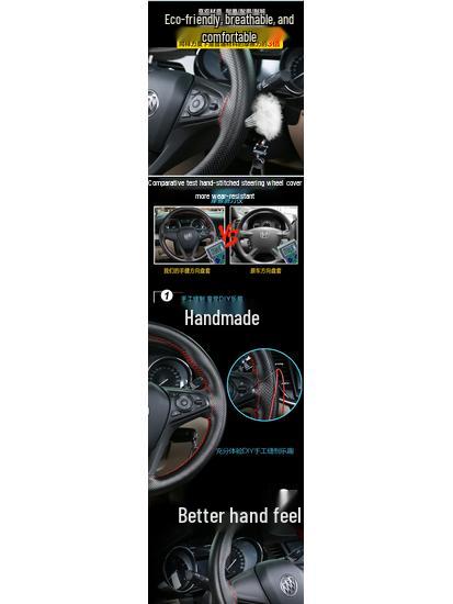 Cowhide Leather Hand-Stitched Steering Wheel Cover - Multiple Sizes & Colors Available