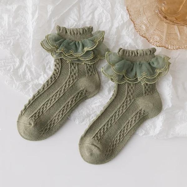 Kids Socks For Girls Sweet Lace Baby Cotton Princess Children's Girls Socks Fashion Ruffled Teenagers Pure Colour Sock 1-15Years