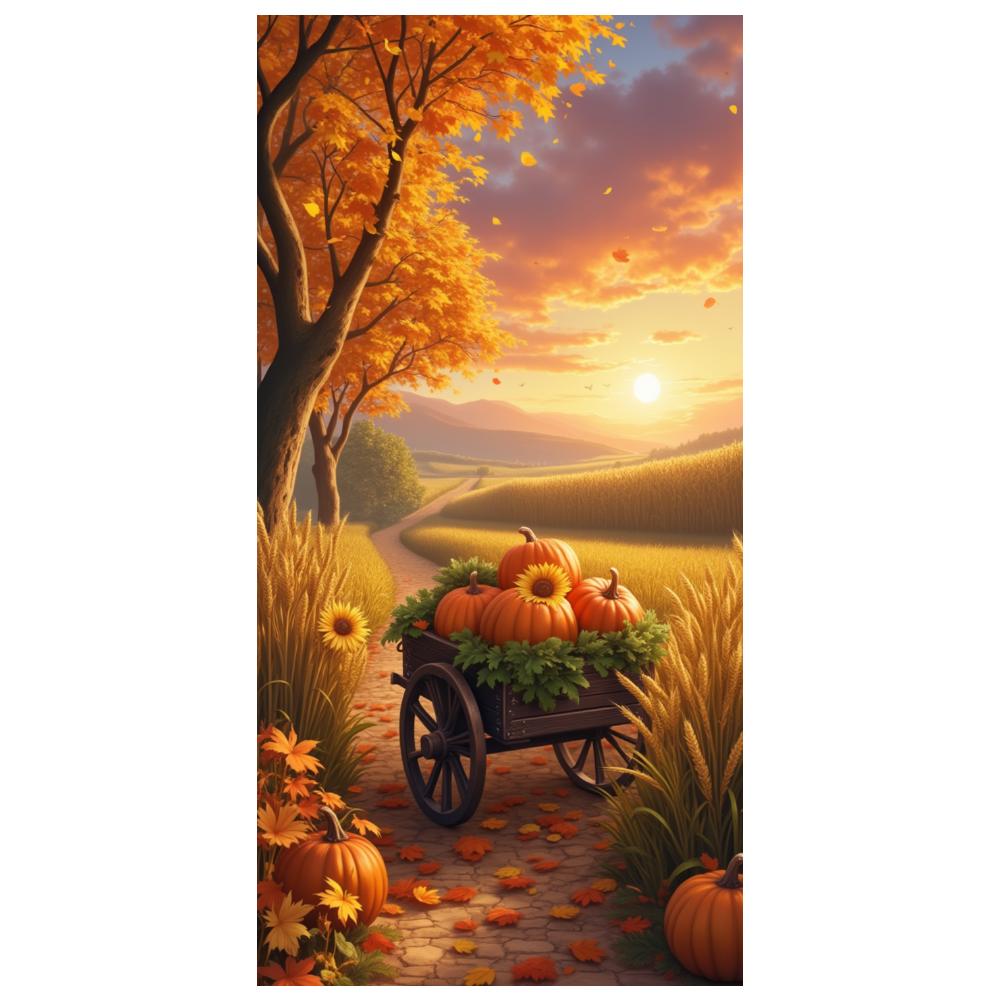 Autumn Banner Pumpkin Cart Pumpkin Banner Harvest Festival Banner Fall Theme For Harvest Festival Home Decoration Outdoor
