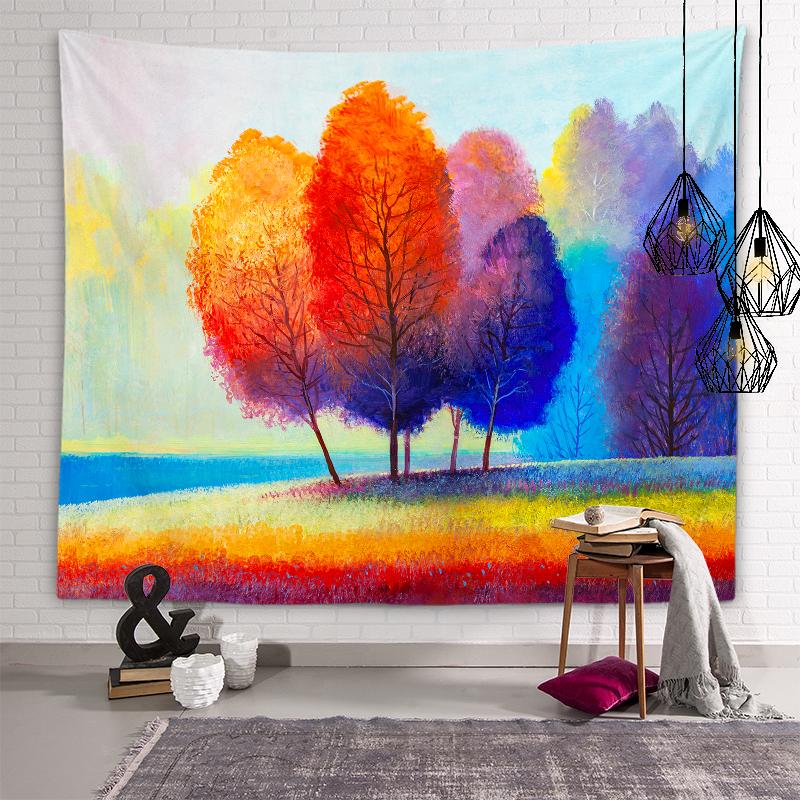 Fashionable Graffiti Tree Series Tapestry Printed Tapestry Home Decoration Wall Hanging Cloth Holiday Furnishings Beach Towel