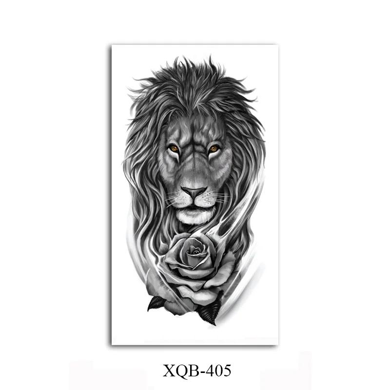 Waterproof Temporary Tattoos for Men Women Animal Lion Tiger Bear Tattoo Stickers Wolf Crown Body Art Arm Fake Tatoo