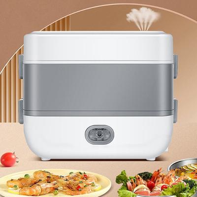 Portable Self Cooking Electric Lunch Box   Rice Cooker 2 Layers 4 Stainless Steel Food Insulation Bowls for   Dormitory 2L