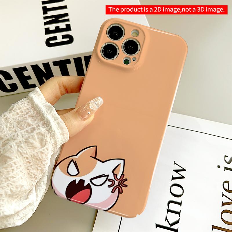 2DFlat Angry Cat with Sharp Teeth and Red Vein on Head All inclusive film hard iPhone case, compatible with iPhone 18 Pro Max 17 16 15 14 13 12 11