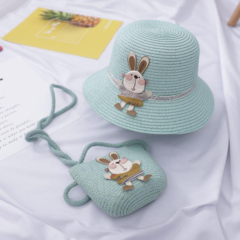 Summer Baby Straw Hat With Handbag Flower Breathable Beach Hat Bags Kids Hat Boy Girls Sun Visor UV Protection Panama Hat