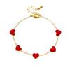 Niche Light Luxury Red Heart Pendant Set: Gold-Plated Stainless Steel Jewelry