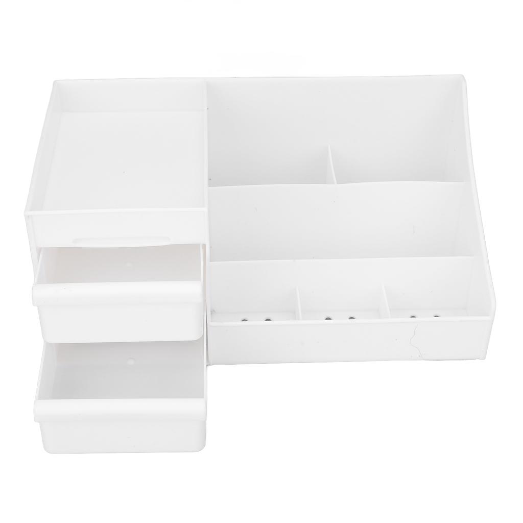 Cosmetic Desktop Storage Box Large Capacity Compartmental Design Small White Cosmetics Storage Box with Drawer