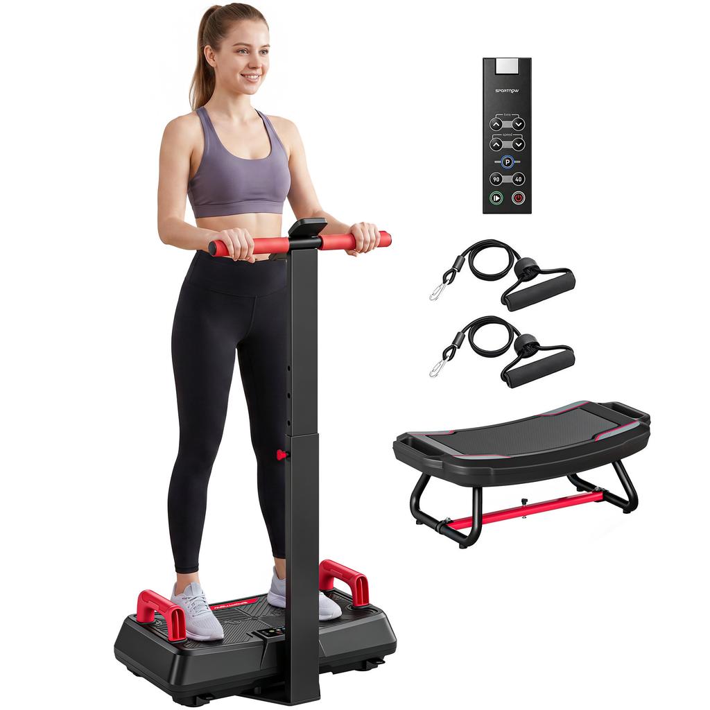 Vibration Plate Quiet Vibration Platform with Seat 99 Intensity Levels 3 Preset Programs Height-Adjustable & Removable Handles