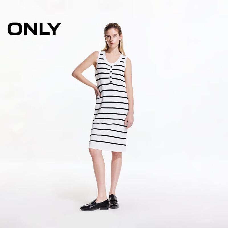 

ONLY Women s 2025 Spring Simple Color-Block Stripe Mid-Length Dress M