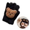 Stylish Fleece Baby Gloves Comfortable Winter Mittens with Lovely Bear Pattern Elastic Handwear Suiatble for Children