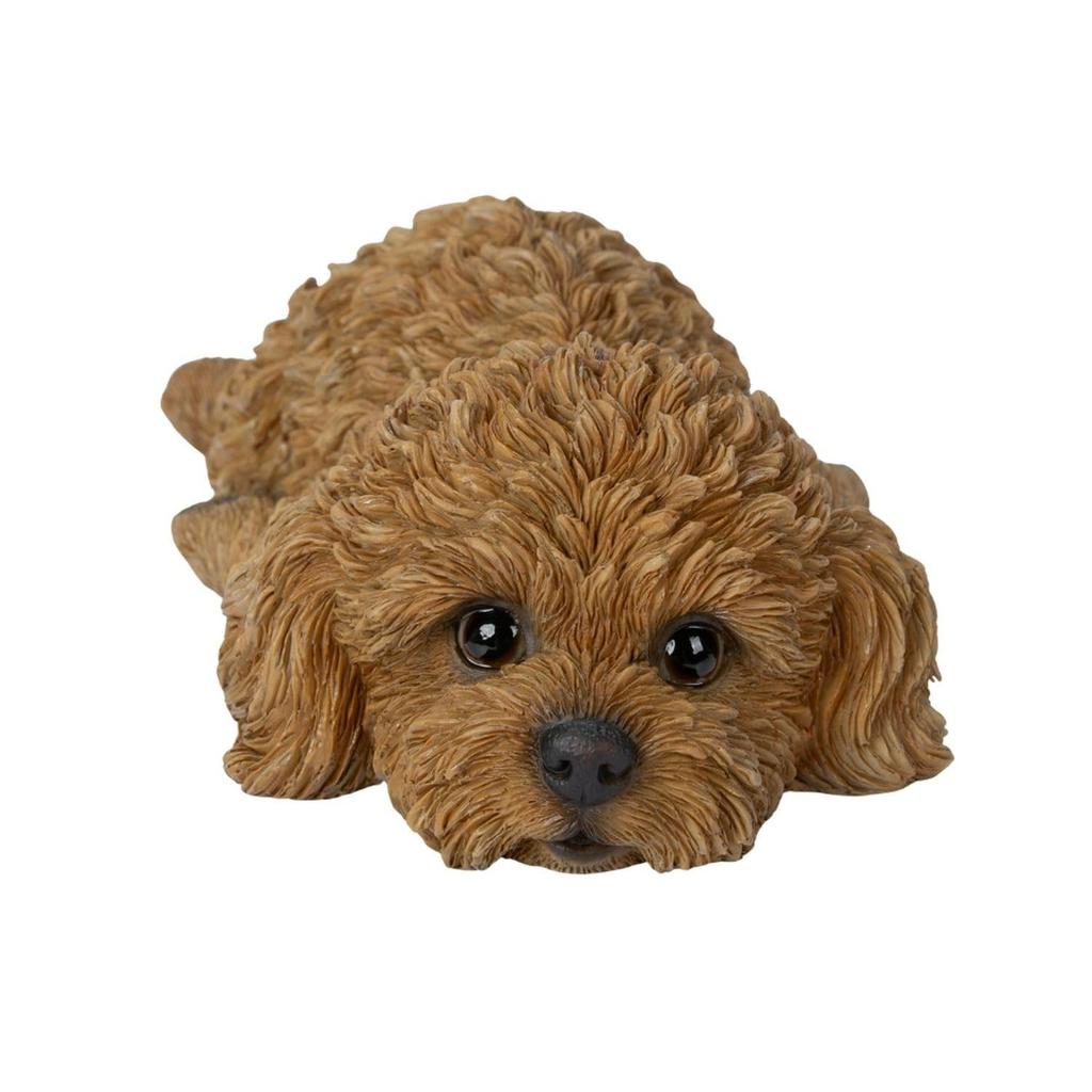 Ubia Prone Toy Poodle, Red, 19 X 10 X 5 Cm, Doll Figurine, Animal Ornament, Garden Decor, Dog, H24125-1