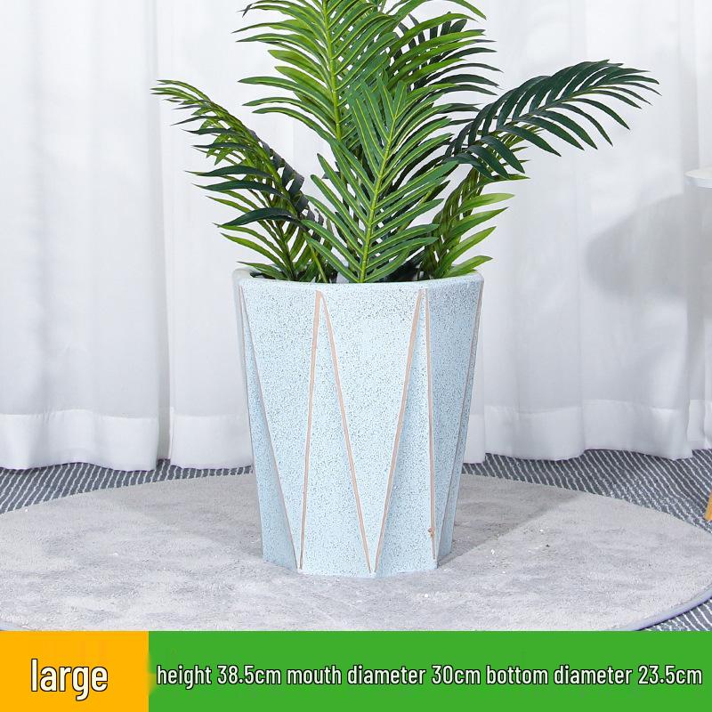 Large Light Luxury Ceramic Flower Pot for Floor or Table, XL Diameter, Album Style for Green Plants & Silk Flowers