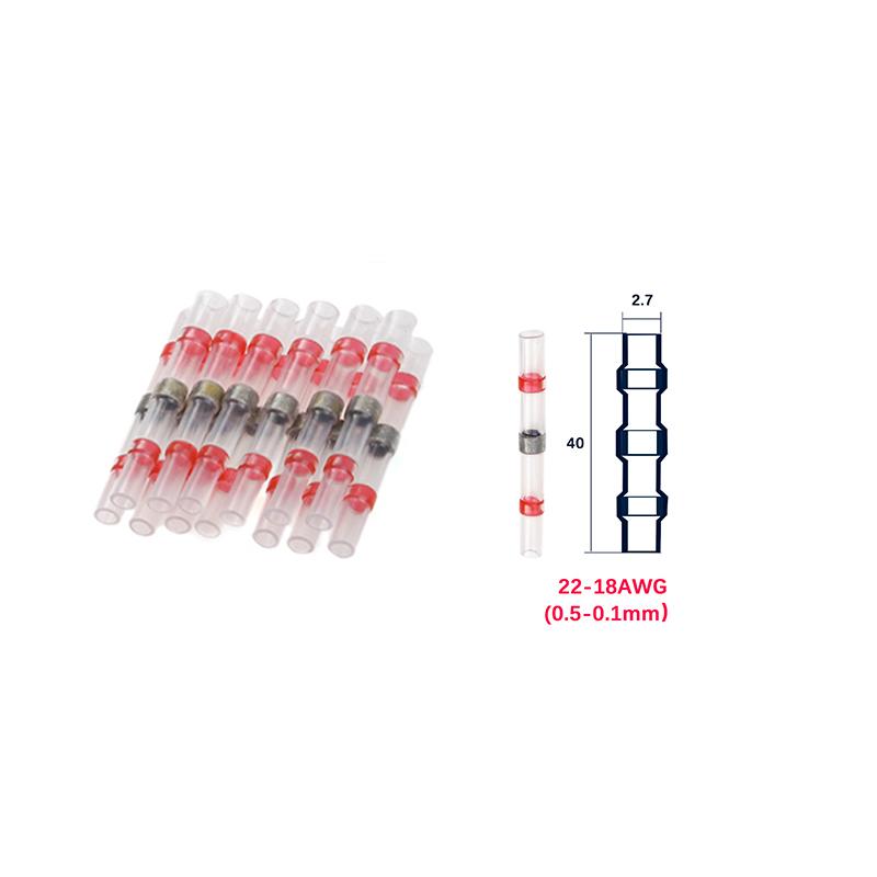 10/50PCS Konektory vodičů s pájecím těsněním Vodotěsné teplem smrštitelné konektory na tupo Elektrické koncovky vodičů Izolované tupé spoje