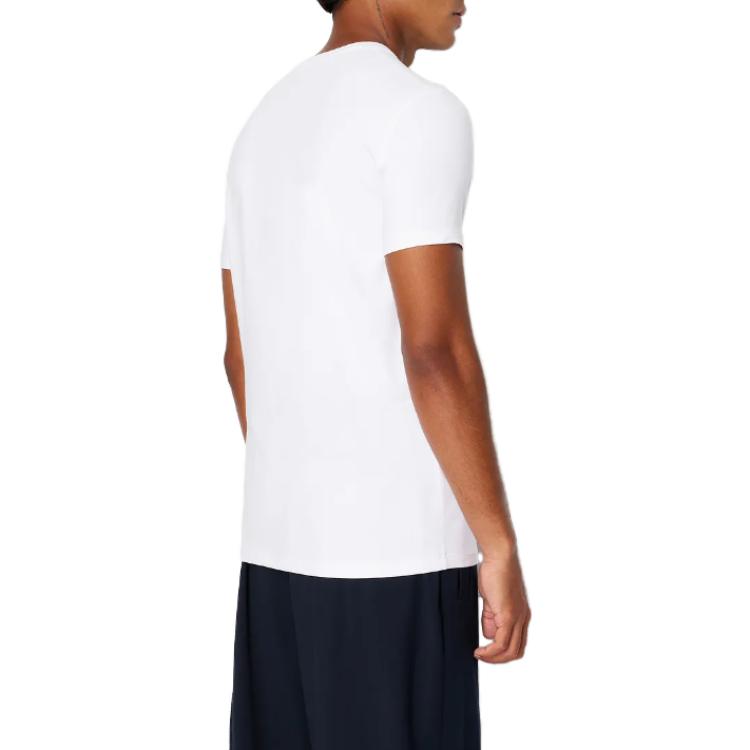 Armani Exchange Stretch Jersey Cotton Logo Design Round Neck Pullover Short Sleeve T-Shirt Men Tops White 6RZTHGZ-JE6Z1-1100