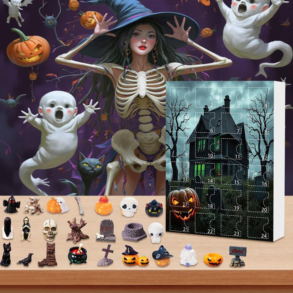 Advent 24-day Countdown Calendar Halloween Countdown 24 Days Acrylic Pendant Series Calendar Blind