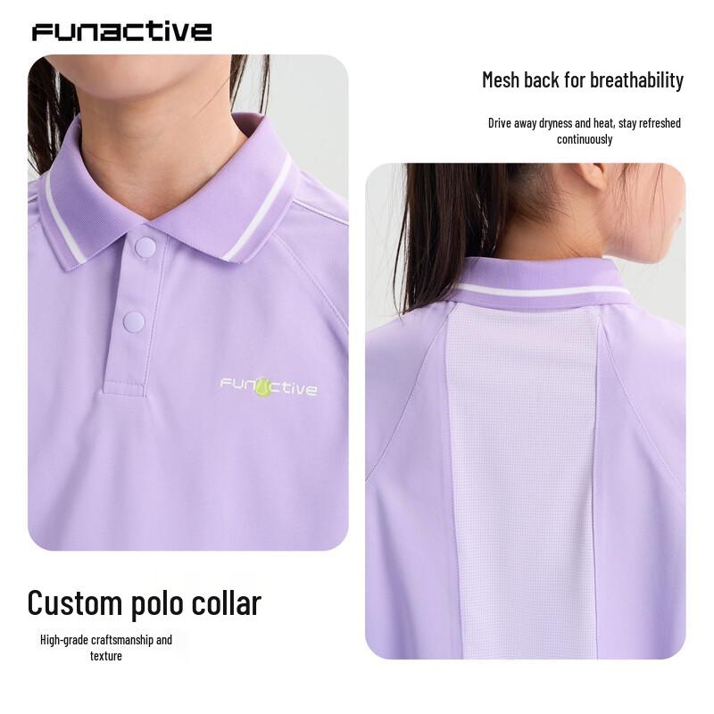 FUN ACTIVE Girls' Short Sleeve Quick-Dry Polo Sports Top