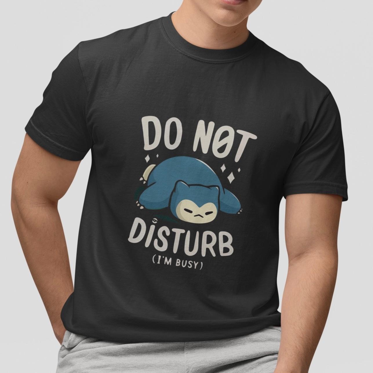 Pokemon Snorlax Do Not Disturb T-Shirt Funny Lazy Graphic Tee Anime Kawaii Top L