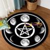 Black Cat Magic Circle Lovers Animal Rescue Satan Skull Round Circle Rug Designed Personalized Carpet Pet Lover Natural Lover