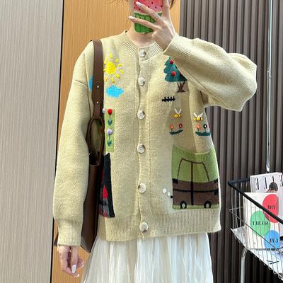 Sweter damski na jesień i zimę Ciężki szydełkowy design Sense Loose Mori Knit Cardigan Topy