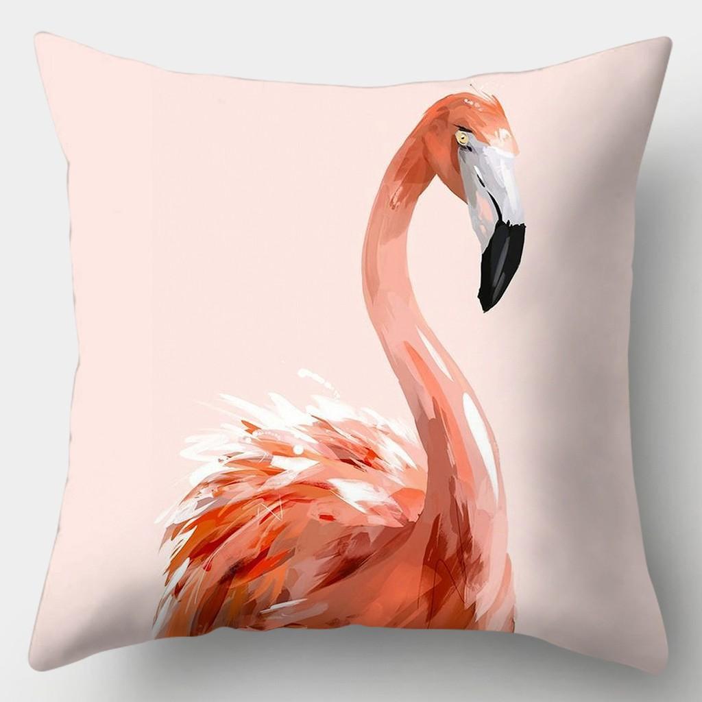 Tropical Flamingo Print Pillowcase Square Peach Skin Sofa Pillowcase Home Decor Pillowcase