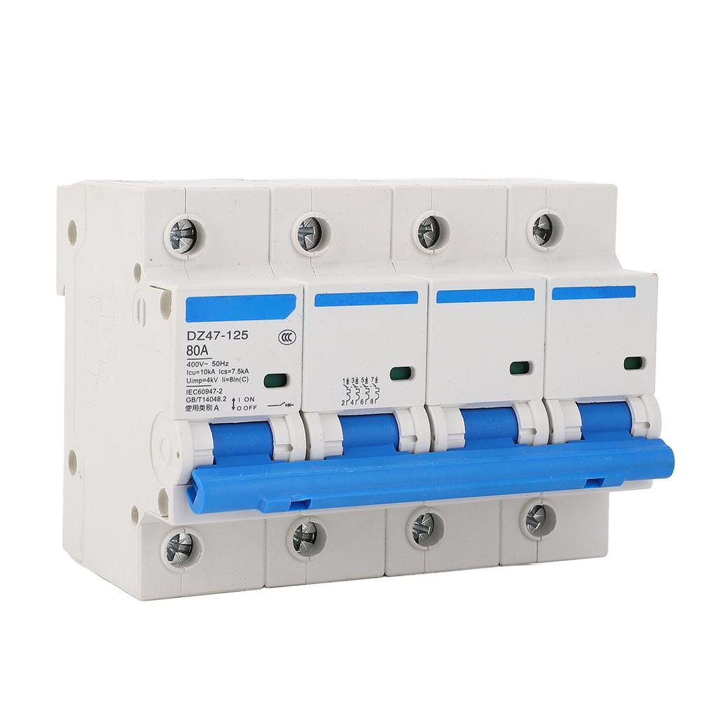 Rail Mount Circuit Breaker 4 Pole 400V 80A Versatile Safety  Flame Retardant Disconnect Sw