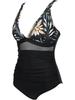 European & American Sexy Mesh Deep V One-Piece Swimsuit for Women