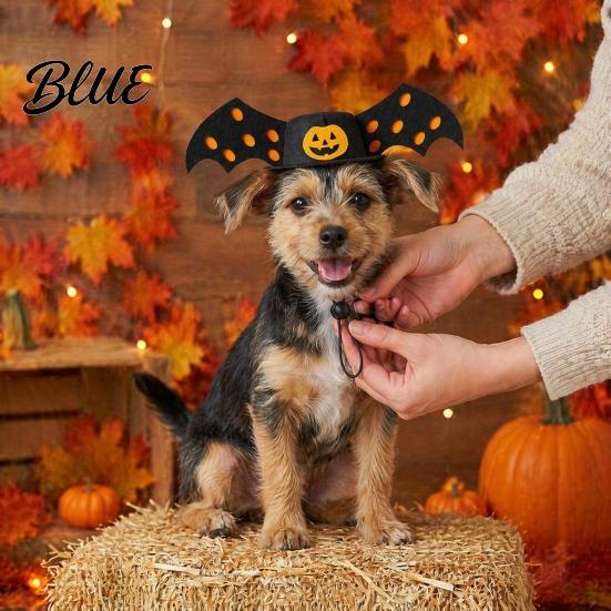 Lightweight Pet Headwear Halloween Bat Hat Red Horn Pumpkin Cat Funny Hat Wings Felt for Cats Small And Medium Dogs Accessories