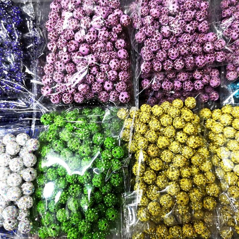 Set of 100 Assorted Color Craft Beads 10mm Disco Ball Clay Bead Jewelry Supplies