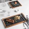 Massief Houten Snackbord Houten Dienblad Westerse Stijl Japanse Keuken Zwarte Leisteen Broodbord Acaciabomen Houten Bord
