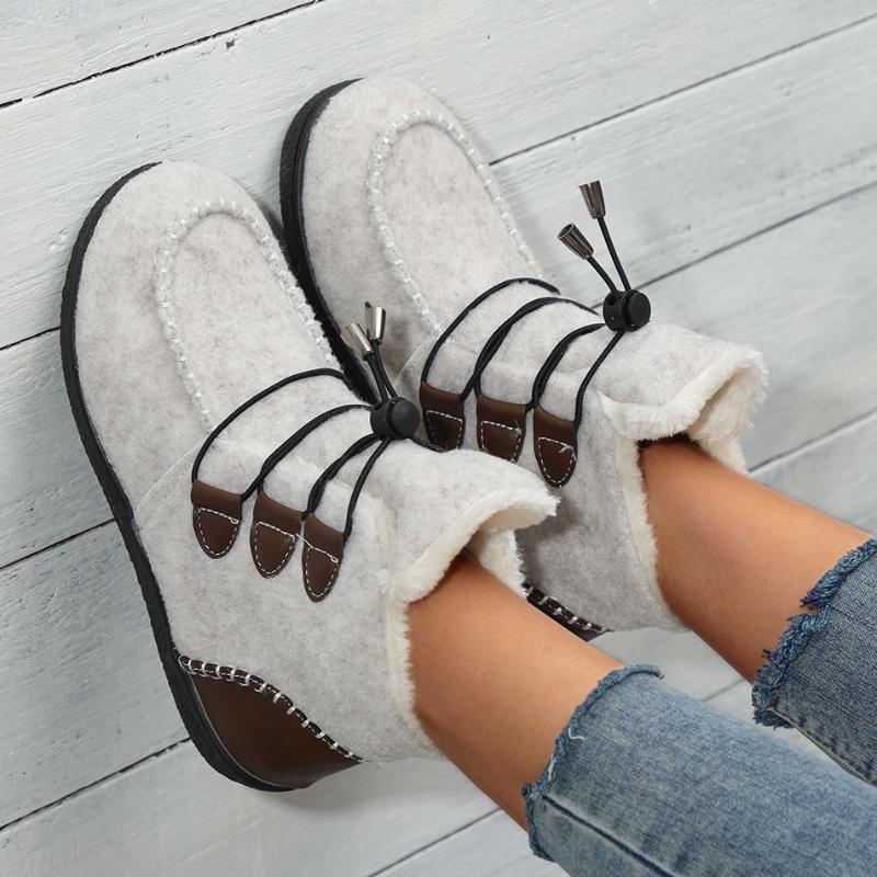 Autumn Winter Women s Pluse-sized Ankle Boots for Women Flat High-top Cotton Shoes Sewn Casual Women s Boots Snow Boots 42EU/CN43