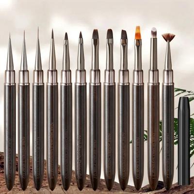 Ebony Paint Brush Highly Elastic Easy Clean Wooden Penholder Not Easy Deform Outline Coloring Smudge Gradient Nail Art Designs
