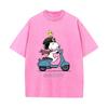 XH+80 MINISO 2026 Estate Lavaggio Vintage Stampato Cotone Puro Stile Spalla Uomo e Donna Girocollo Manica Corta Maglietta per Coppia