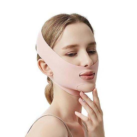 Small Face Belt Lift-up Line Mask Beauty Slimming Cheek Sagging Lifting Double Chin Measures Eliminate Nasolabial Folds (pink)