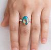 Oyster Turquoise Ring, 925 Sterling Silver, Handmade Oval Gemstone Ring, Minimalist Jewelry