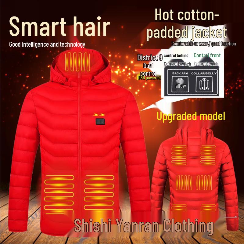 Dual-Control Hooded Heated Jacket with Three-Speed Intelligent Temperature Heating