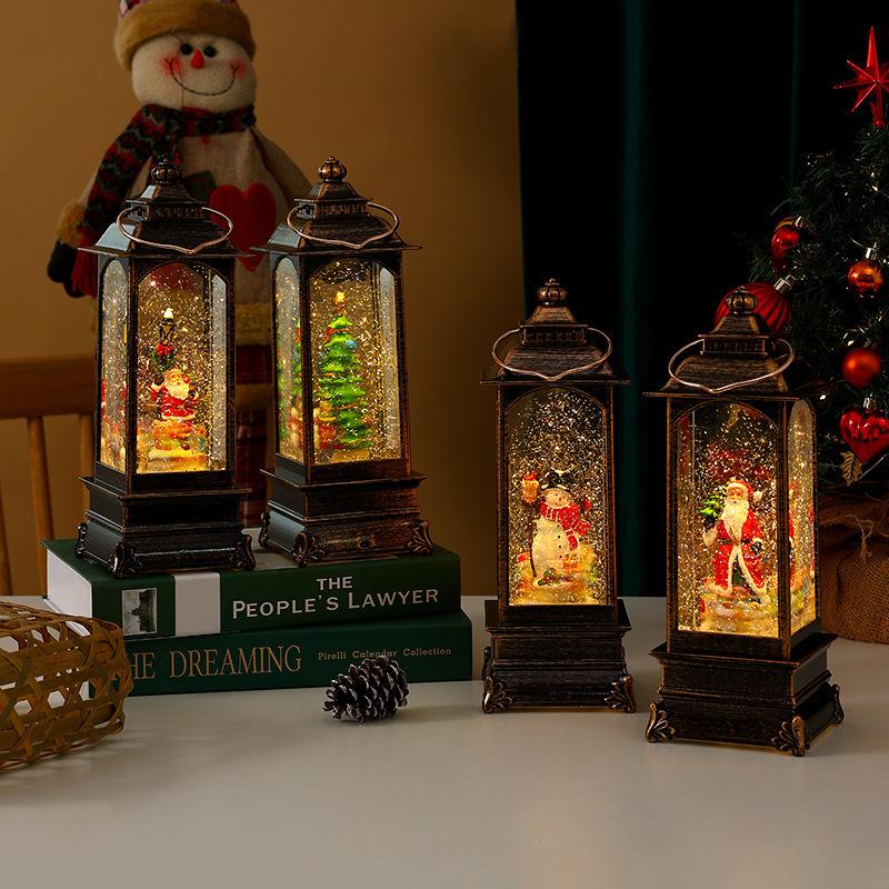 New Christmas decorations, glowing snow music box, Christmas wind lantern, Christmas gift ornaments, Santa Claus lantern