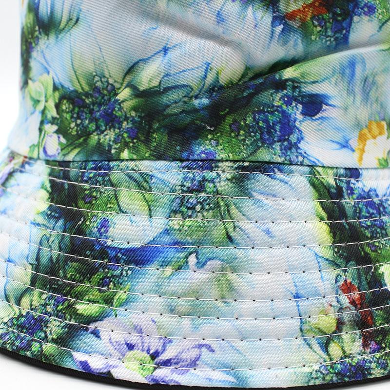 Printed Bucket Hat, Women'S Outdoor Sun Hat, Double-Sided Hat Tide