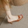 Sandali Pantofole Estive da Donna in Pelle con Tacco Sottile Francese Sandali da Donna Pantofola Dolce a Punta Tonda Scarpe da Donna