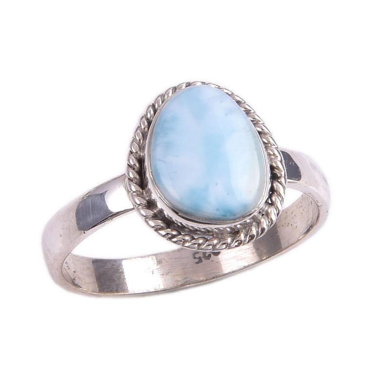 Natural Republic Larimar Gemstone 925 Solid Sterling Silver Gift Ring S.9 T2p63