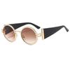 Fashion Round Punk Sunglasses UV Protection Retro Hip Hop Shades Oval Wide Temples Sun Glasses for Women & Men