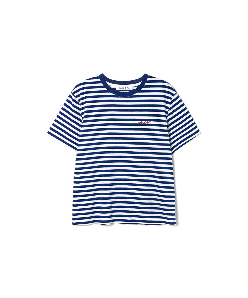 Seutyudioaenpaleukeu Striped Short Sleeve T-Shirt_Royal Blue