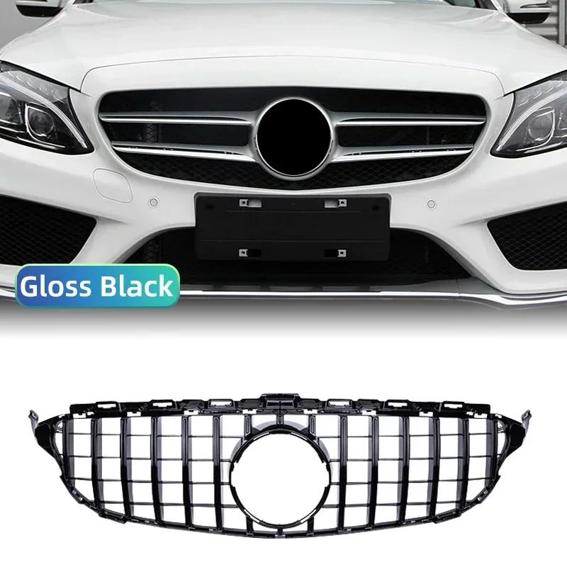 2015-2018 GT Grilles For Mercedez Bens C Class W205 Front Bumper Grille Sliver/Gloss Black Car Accessories