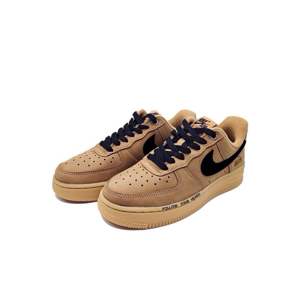 Nike Air Force 1 Slip Resistant Abrasion Resistant Low top Skateboard Shoes Unisex Brown CJ9179-200(Team603-S-BOX)