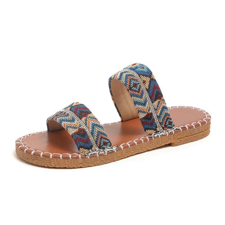 

[Youshilai] 2025 new summer broadband strip retro sandals casual and comfortable beach sandals platform 43 синий
