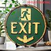 Rustic Vintage Emergency Exit Aluminum Sign X Inch Round Directional Metal Plaque Bar Shop Corridor Wall Decor
