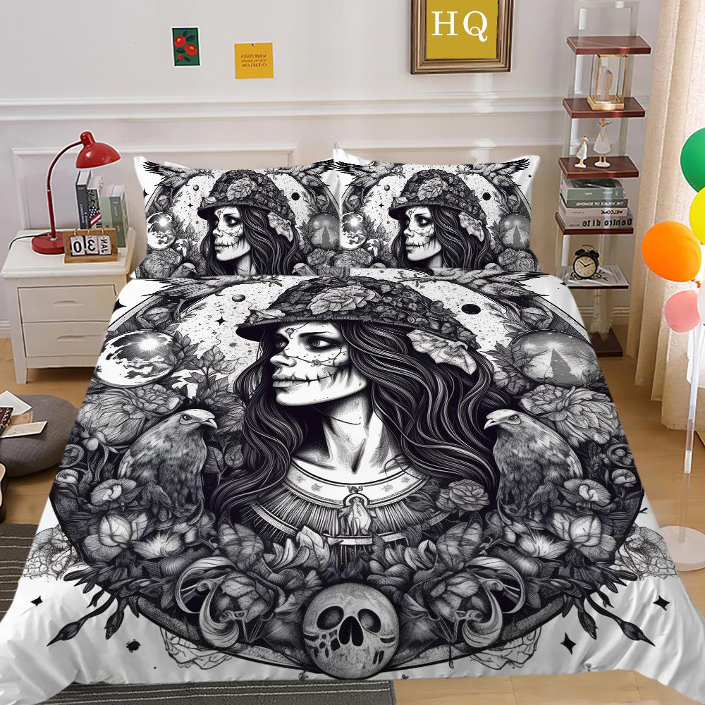 Beauty Skull Printed Bedding Cover Twin Size Microfiber Home Textiles Teen Cool Fashion Home Bedclothes