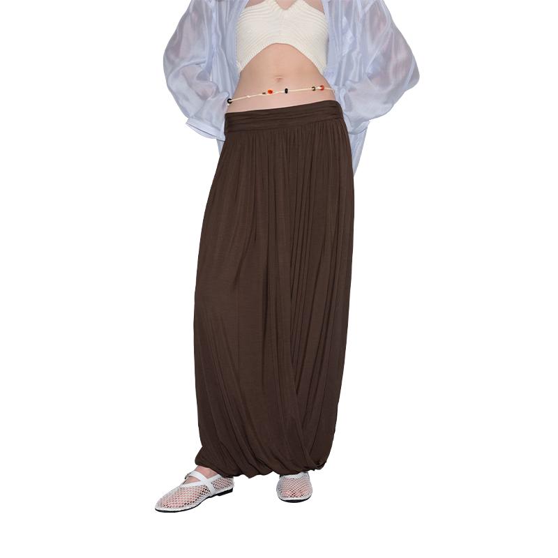 GREEN BELT Modal Twist Knot Pleated Midi Skirt M